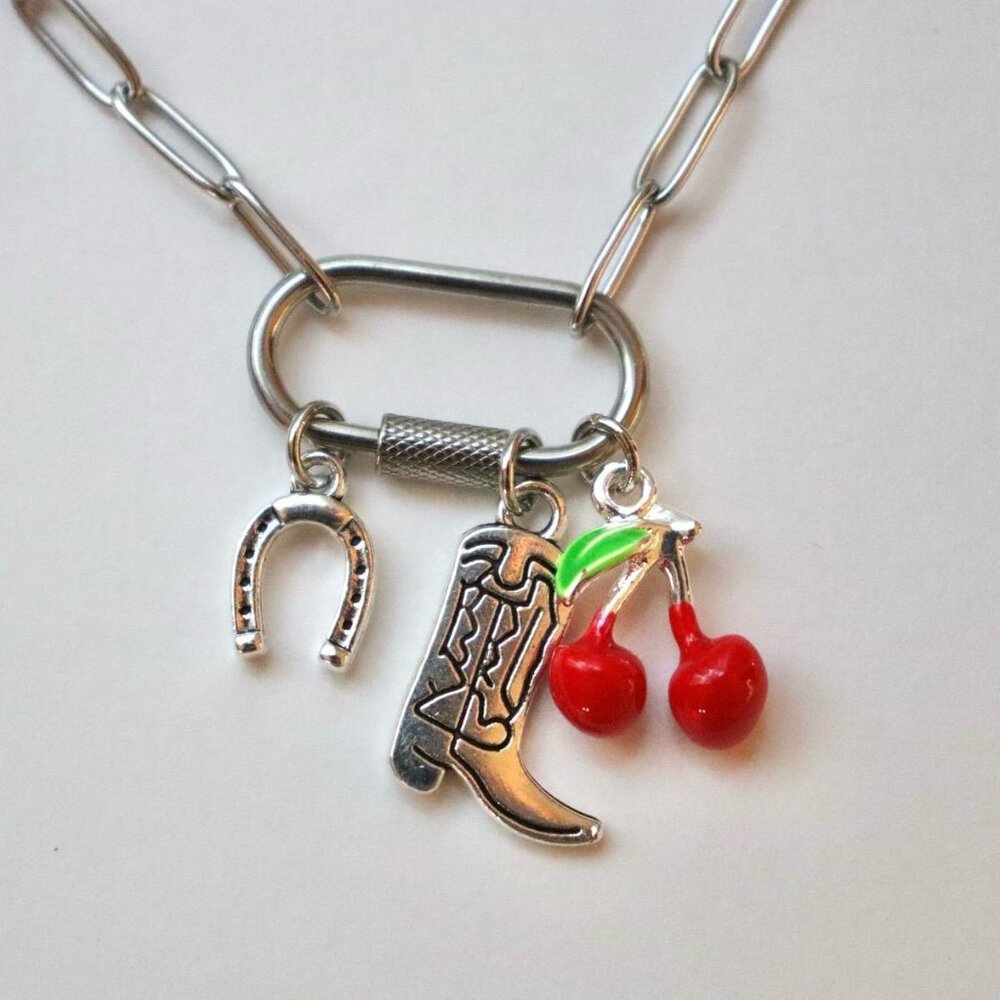 Horseshoe, Boot, Cherry Necklace